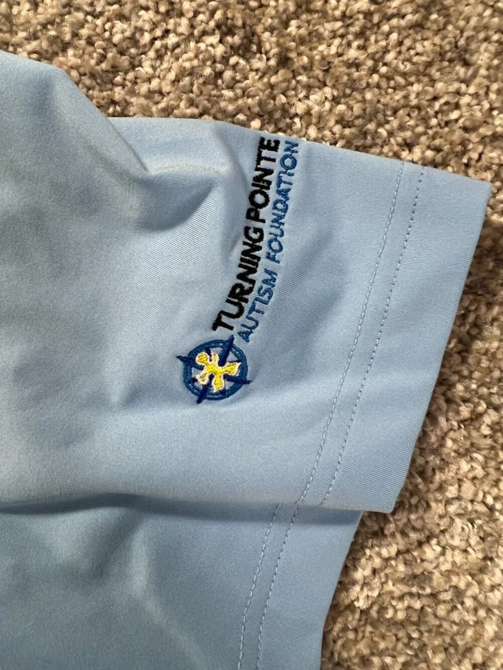 Peter Millar Summer‎ Comfort Men's Med Light Blue Polo Autism Foundation Logo